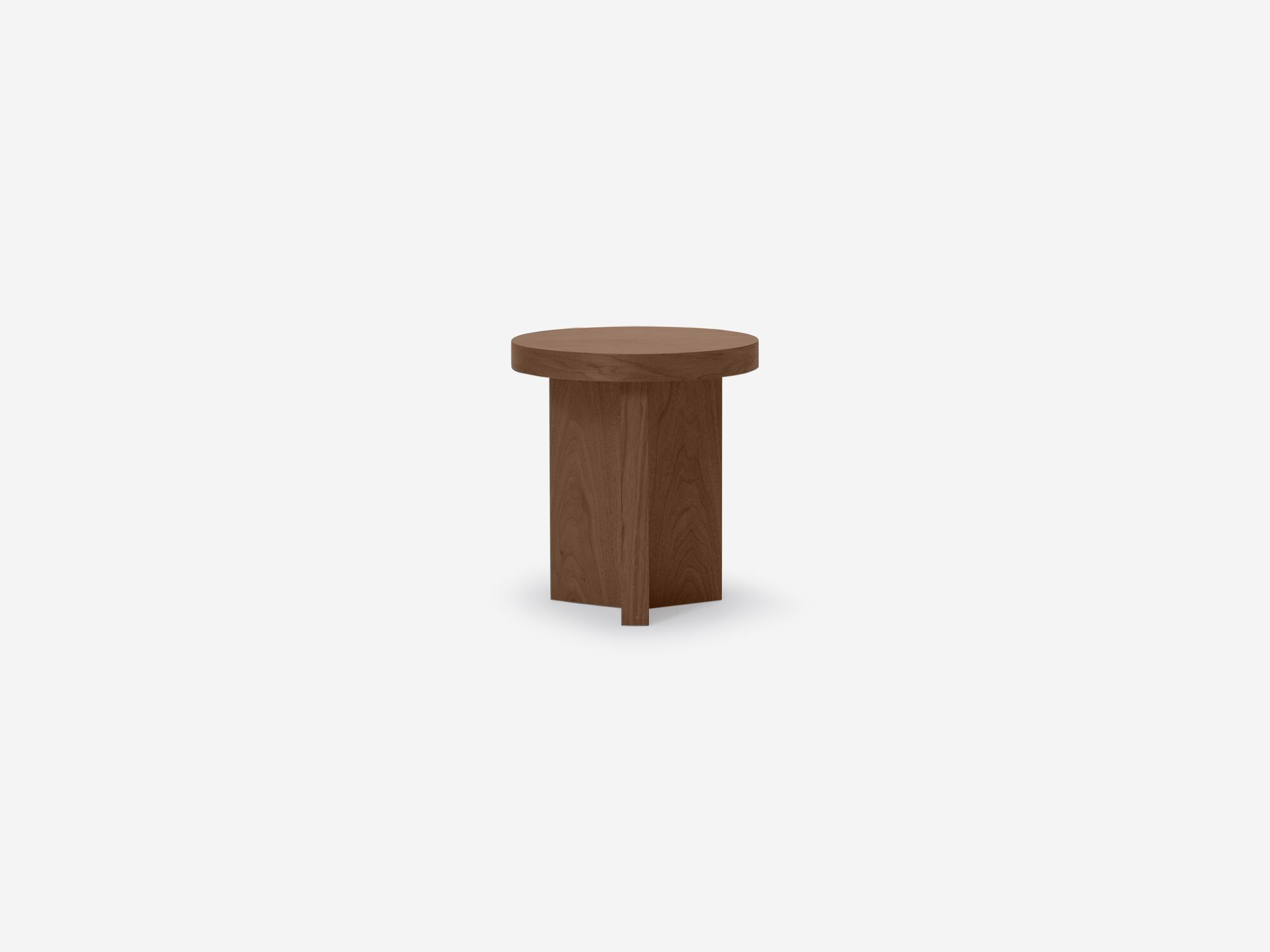 Small round walnut end table side view